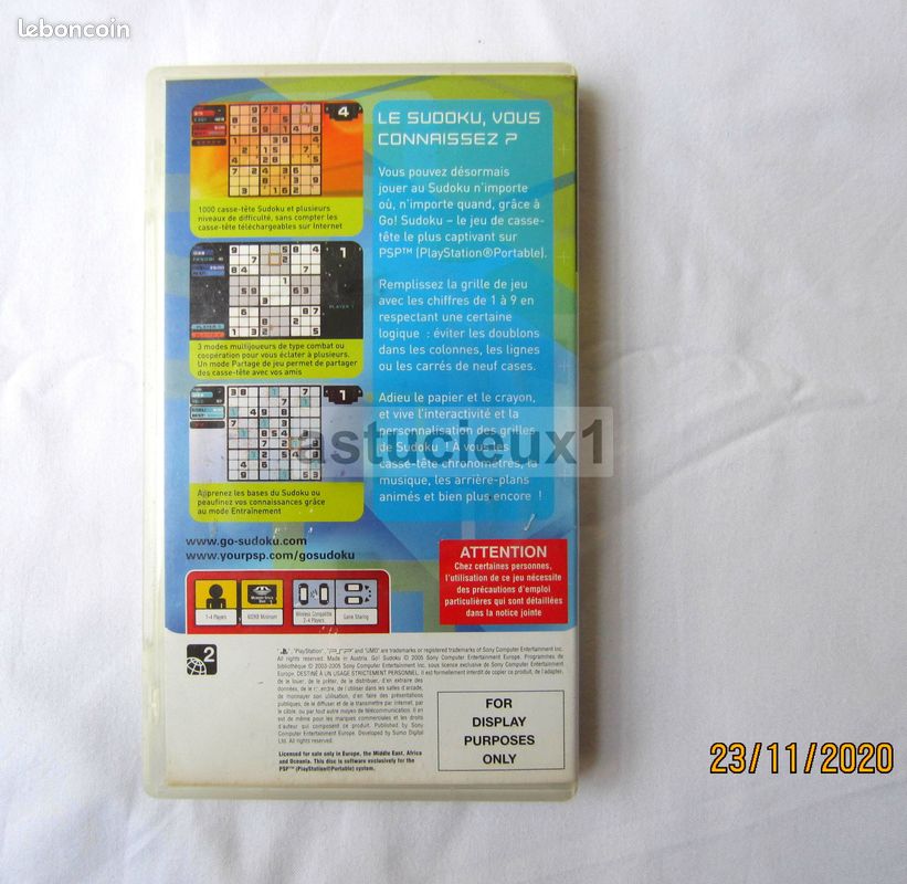 Go Sudoku Sony PSP playstation portable version française - testé (image 4)