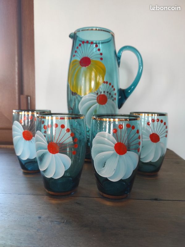 Service à jus de fruits en verre émaillé (image 1)