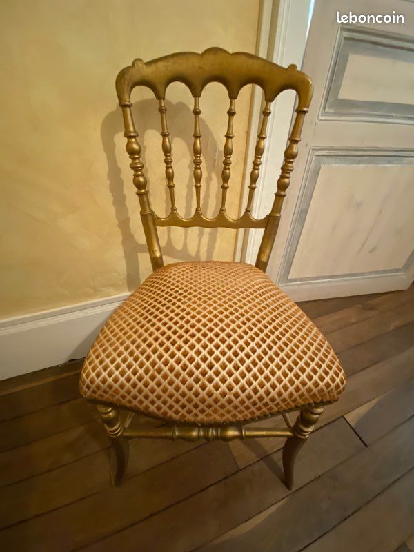 Chaise de théâtre Napoléon III dorée ancienne (image 1)