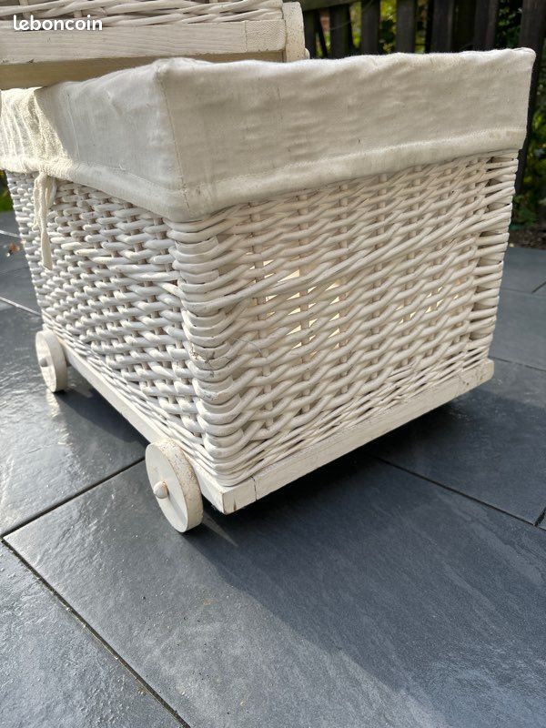 Chariots rangement en rotin blanc (image 2)