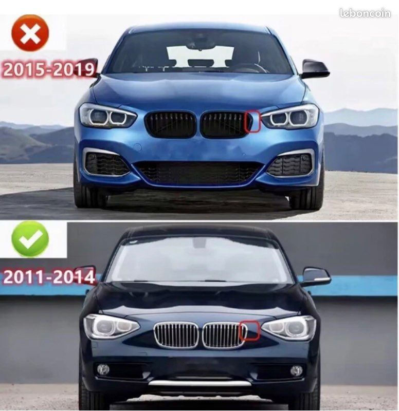 Paire De Grilles De Calandre Avant BMW F20 F21 2015-2019 – Style M Performance Noir Brillant Double Lamelles
