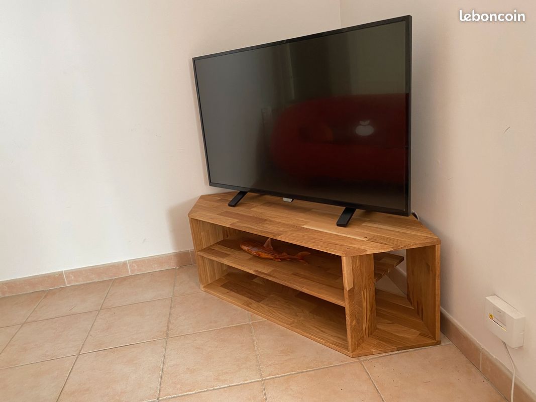 Meuble TV d'angle en chêne massif, Edgar - la redoute intérieur (image 2)