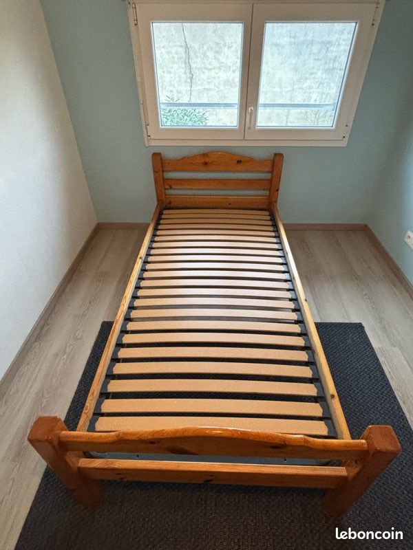 Lit simple bois de pin + matelas Bultex (image 3)