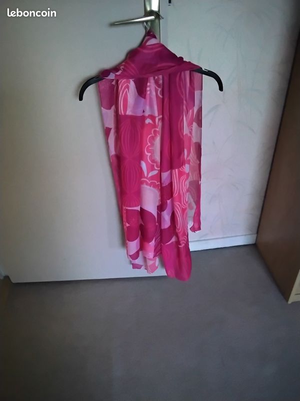 Chemisier Christine Laure Taille XL - Brodé Fleurs Roses - Coton/polyester - Occasion Très Bon état