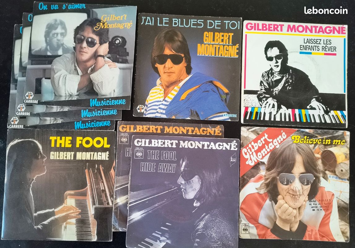 Lot de 6 disques vinyles 45 tours GILBERT MONTAGNÉ (image 1)