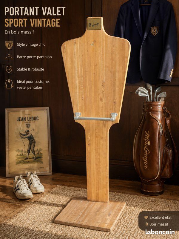 Portant en bois valet vintage Jean Leduc Sport (image 2)