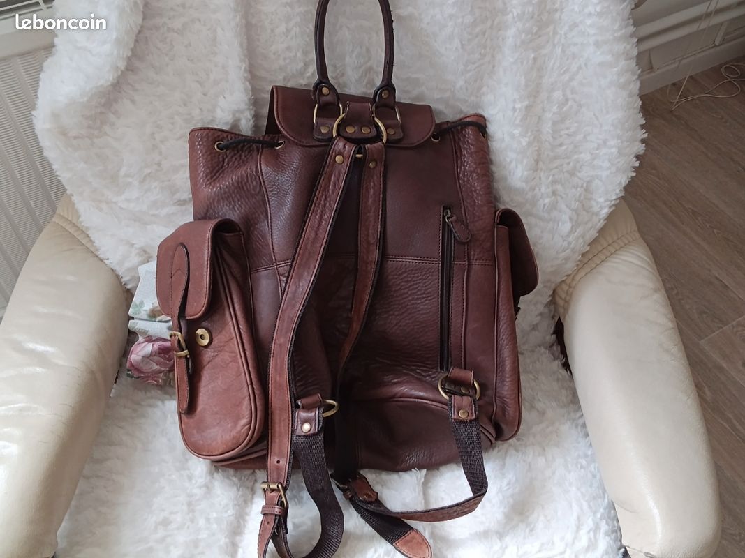 Très beau sac à dos vintage en cuir véritable (image 2)