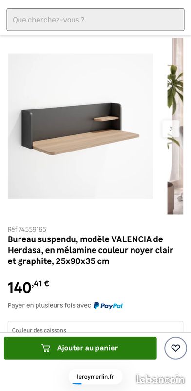Bureau mural – Noyer clair & Graphite (image 3)