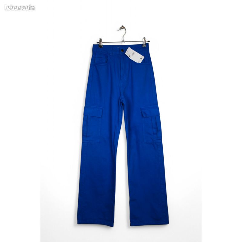 Pantalon Cargo XS 34 Vintage Bleu Vêtements