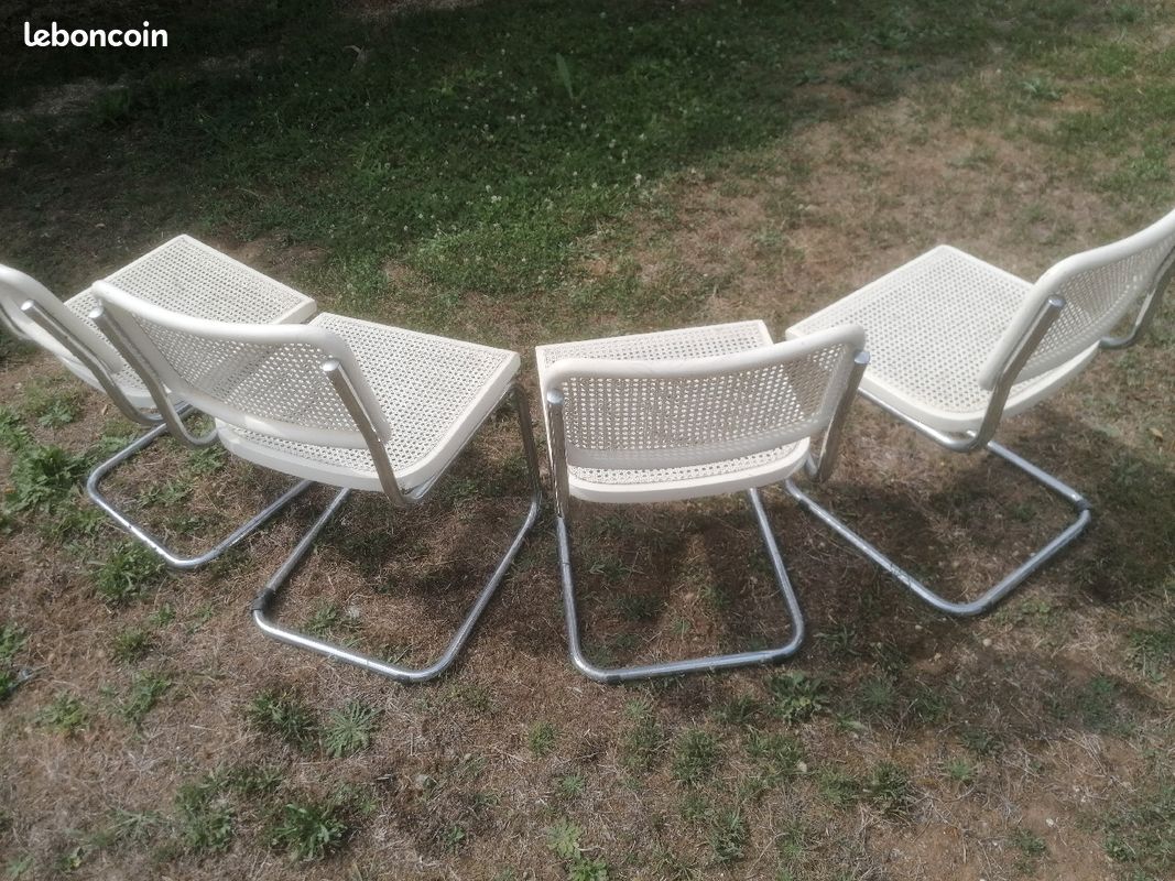 Ensemble de 4 chaises vintage en canage blanc (image 4)