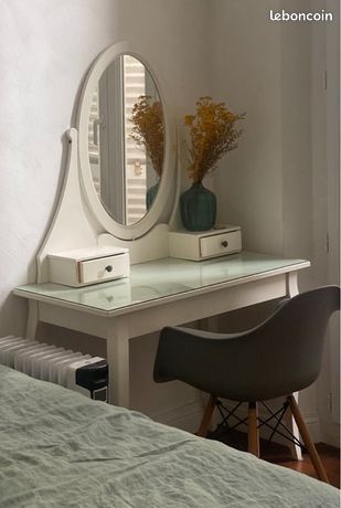 Coiffeuse avec miroir blanche Hemnes