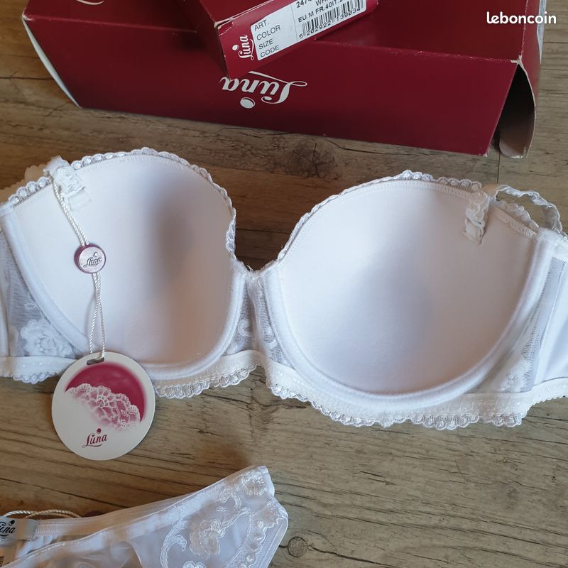 Lingerie mariage Luna, Soutien-gorge + Slip, dentelle, blanc, Wedding, 100B, 40 (image 6)