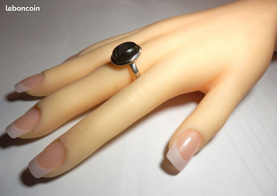 Bague argent massif et pierre labradorite T60 (image 3)