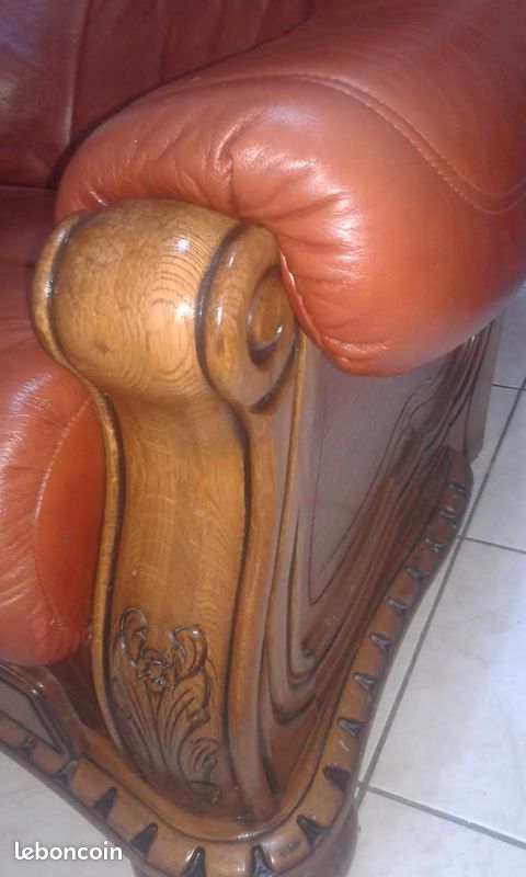 Canapé en cuir avec table (image 3)