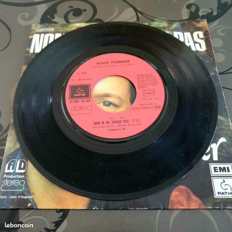 Disques vinyle 45 tours Alain Pommier"Non je ne le savais pas" (image 3)