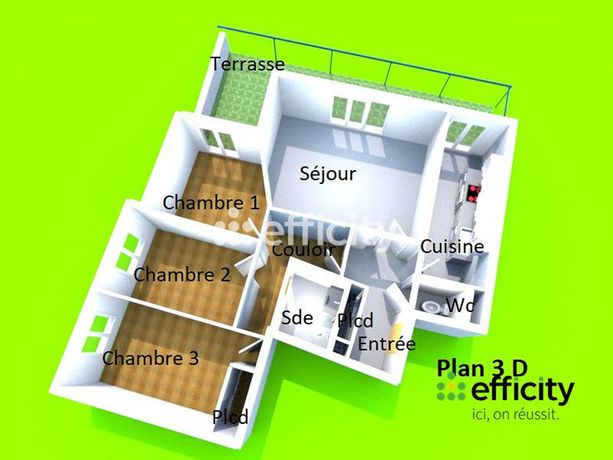 Appartement a louer jouy-le-moutier - 4 pièce(s) - 74 m2 - Surfyn