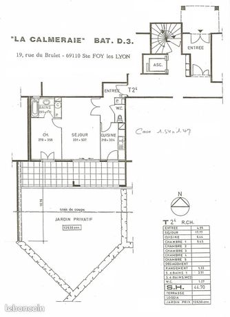 T2 RC+Jardin126m2-garage-SH 44.70m2 carrez- 925
