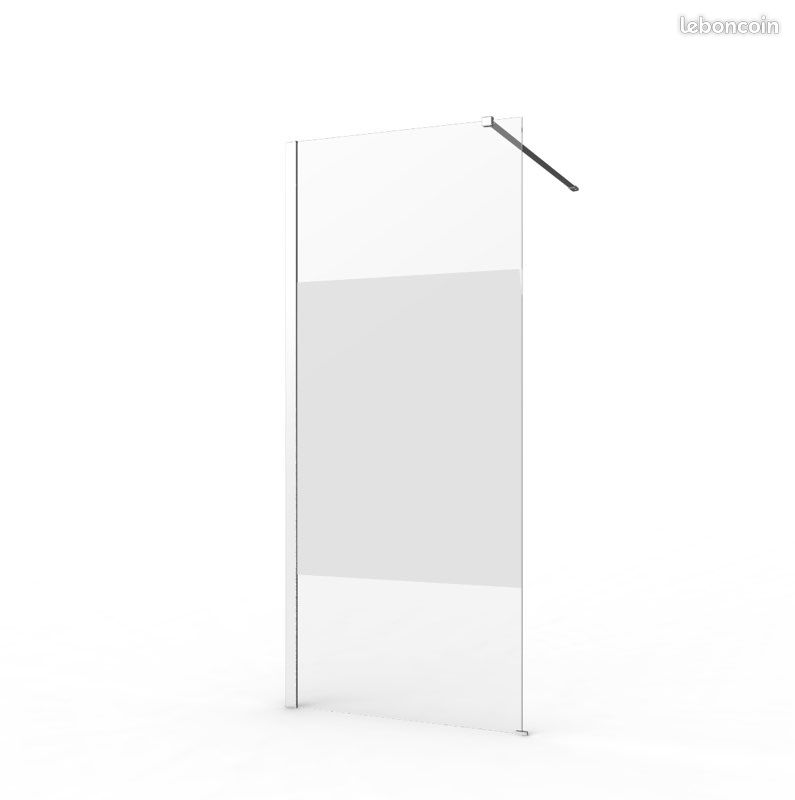 Paroi de douche à l’italienne verre sérigraphié L.90cm avec déflecteur verre sérigraphié L.40cm chromé - Leroy Merlin (image 4)
