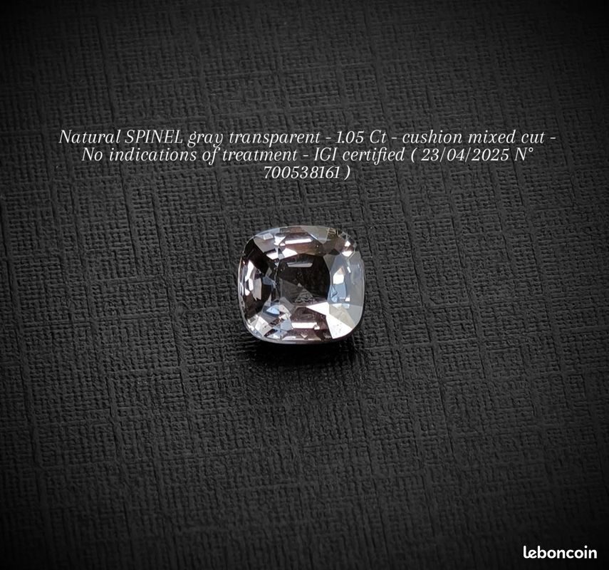 Spinelle gris naturel 1,05 ct certifié IGI – Non traité (image 1)