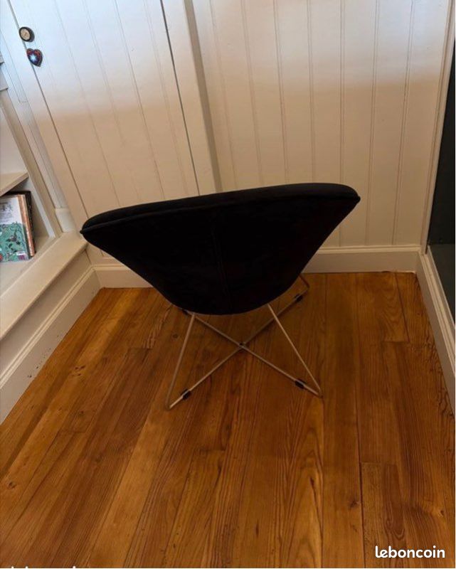 Fauteuil Atmosphera velour noir (image 3)