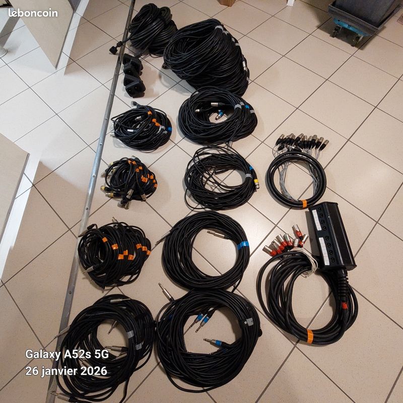 Gros Lot Câbles Audio Occasion - 8kg De Connectique Jack XLR MIDI