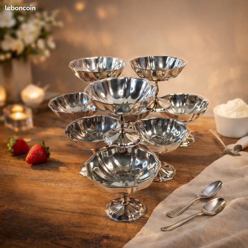 Lot De 4 Coupelles à Dessert En Verre Forme Fleur - Idéales Pour Glace, Fruits, Verrines