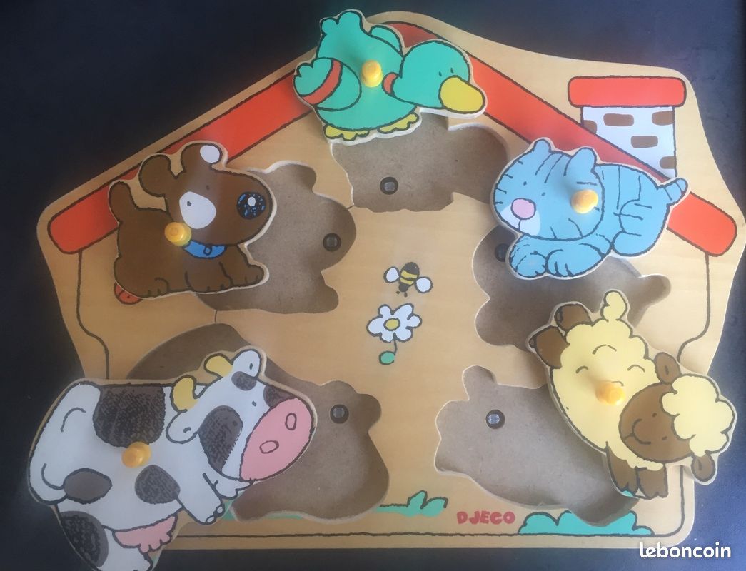 3 puzzles en bois, colorés, DJECO, 12 à 18 mois, ou au choix (image 1)