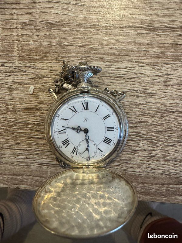 Montre De Poche Ancienne En Argent Massif - Vintage, Occasion, Pièce Unique