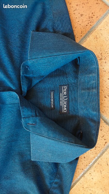 Chemise manches longues bleue (image 3)