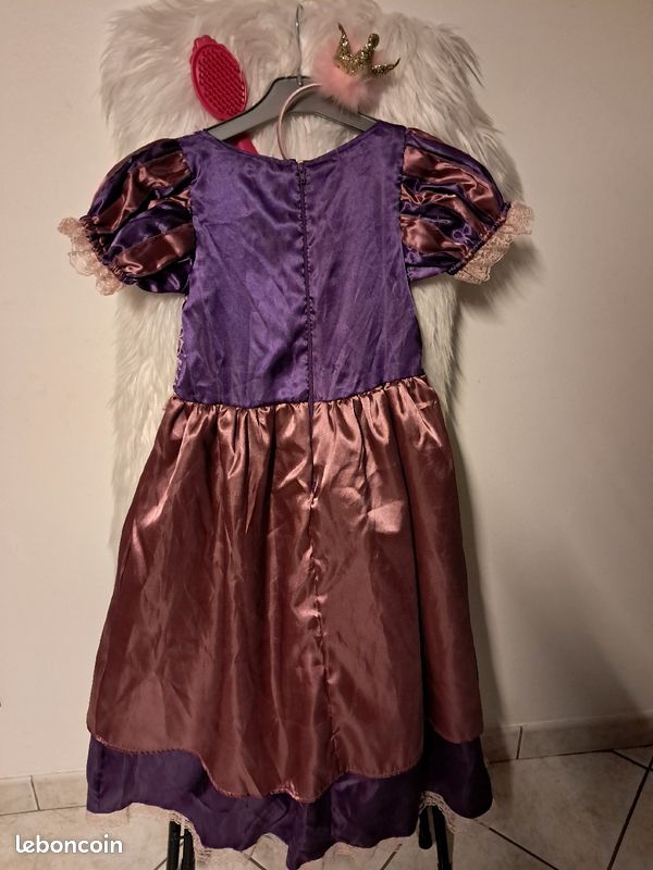 Déguisement robe raiponce serre tête couronne brosse 5/7 ans