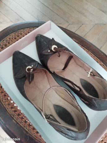 Escarpins Pointus Heyraud En Cuir Marron - Taille 37 - Occasion En Bon état (TBE)