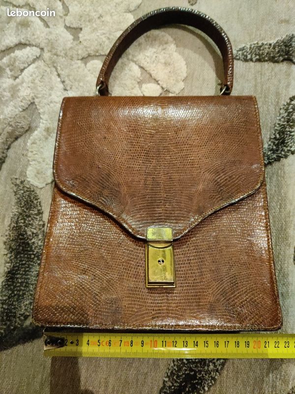 Sac à main vintage en cuir peau de serpent (image 8)