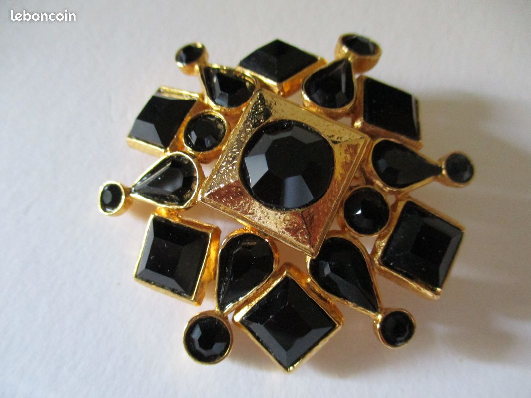 Broche vintage cabochons en pâte de verre : signé (image 10)