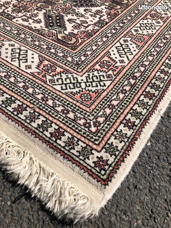 Grand Tapis Oriental Hamedan 240x105cm – Laine Tissée Main – Vintage Années 70-90