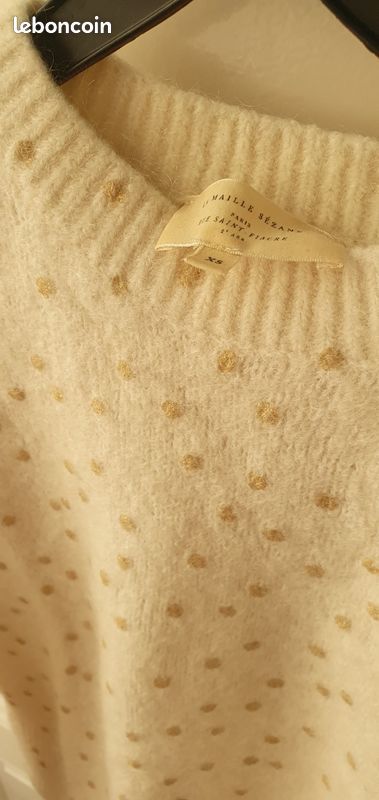 Pull Lupin Sézane XS écru pois dorés LM75 (image 3)