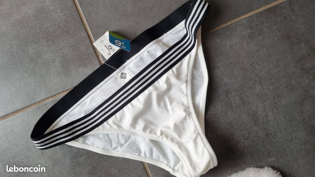 Bas maillot blanc bande noir 40 neuf tex (image 1)