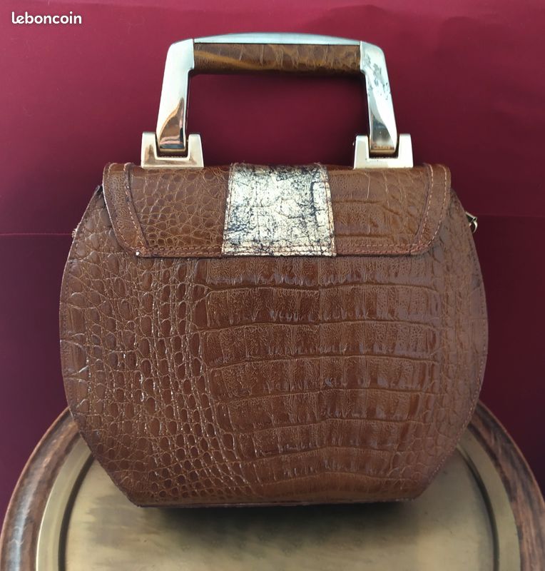 Sac à Main Vintage En Croco Présumé – Rare, Authentique, Fait Main En France