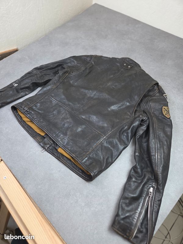 Veste en cuir d'agneau moto taille XL full zip (image 16)