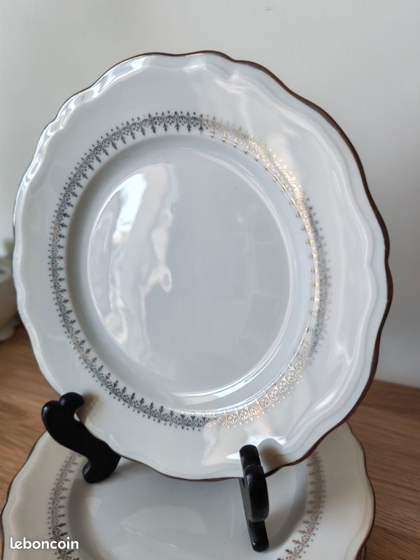 Service de 6 assiettes plates en porcelaine Louridoux création Ph. Deshoulières (image 2)