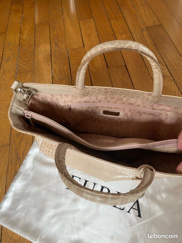 Sac cabas Furla cuir façon croco beige (image 5)