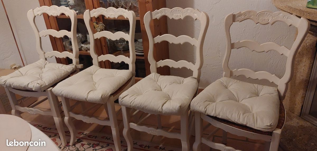 4 chaises provençales blanc cassé (image 1)