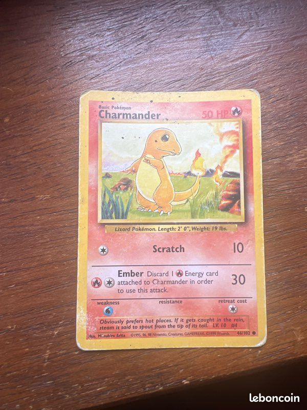 Carte Pokmon Charmander 1995 - Collection