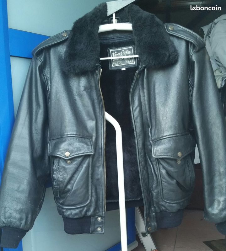 Blouson aviateur cuir noir XL (image 1)