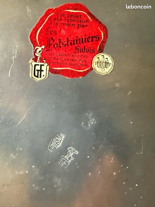 Grand Plateau En étain Belge 'Les Potstainiers Hutois' - 43 Cm - 2,94 Kg