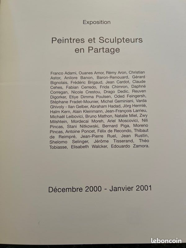 PARIS ISRAËL / Peintures Et Sculpteurs En partage Année 2000-2001 (image 2)