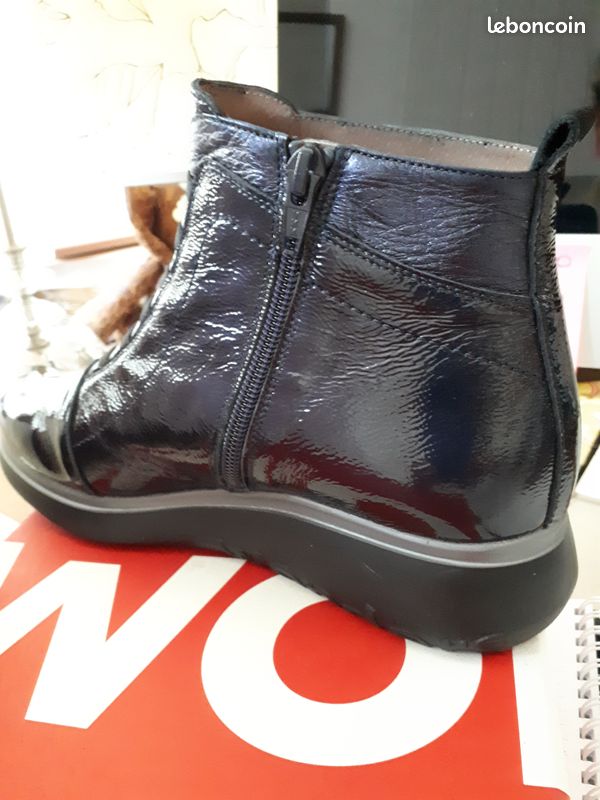Boots cuir bleu nuit noire (image 5)