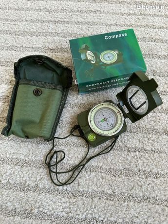 Boussole Militaire Huile Lensatica – Métal Vert Olive, Avec Loupe, Précision