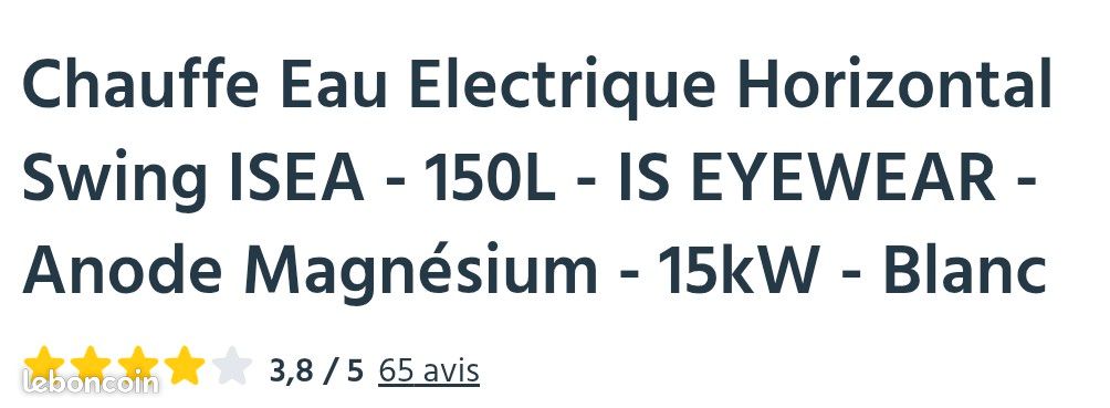 Chauffe Eau Electrique Horizontal 150L - Anode Magnésium - 15kW (image 4)