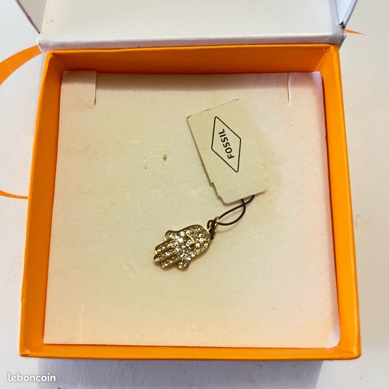 Pendentif Main De Fatma En Plaqué Or Avec Cristal - Neuf Sans Emballage
