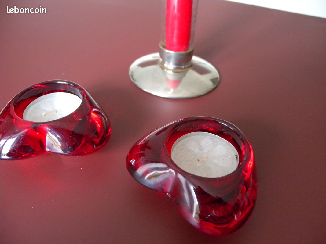 Bougeoirs et bougies St Valentin ou Noel, comme neuf (image 2)